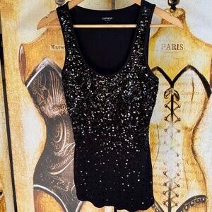 Express black sequin tank top